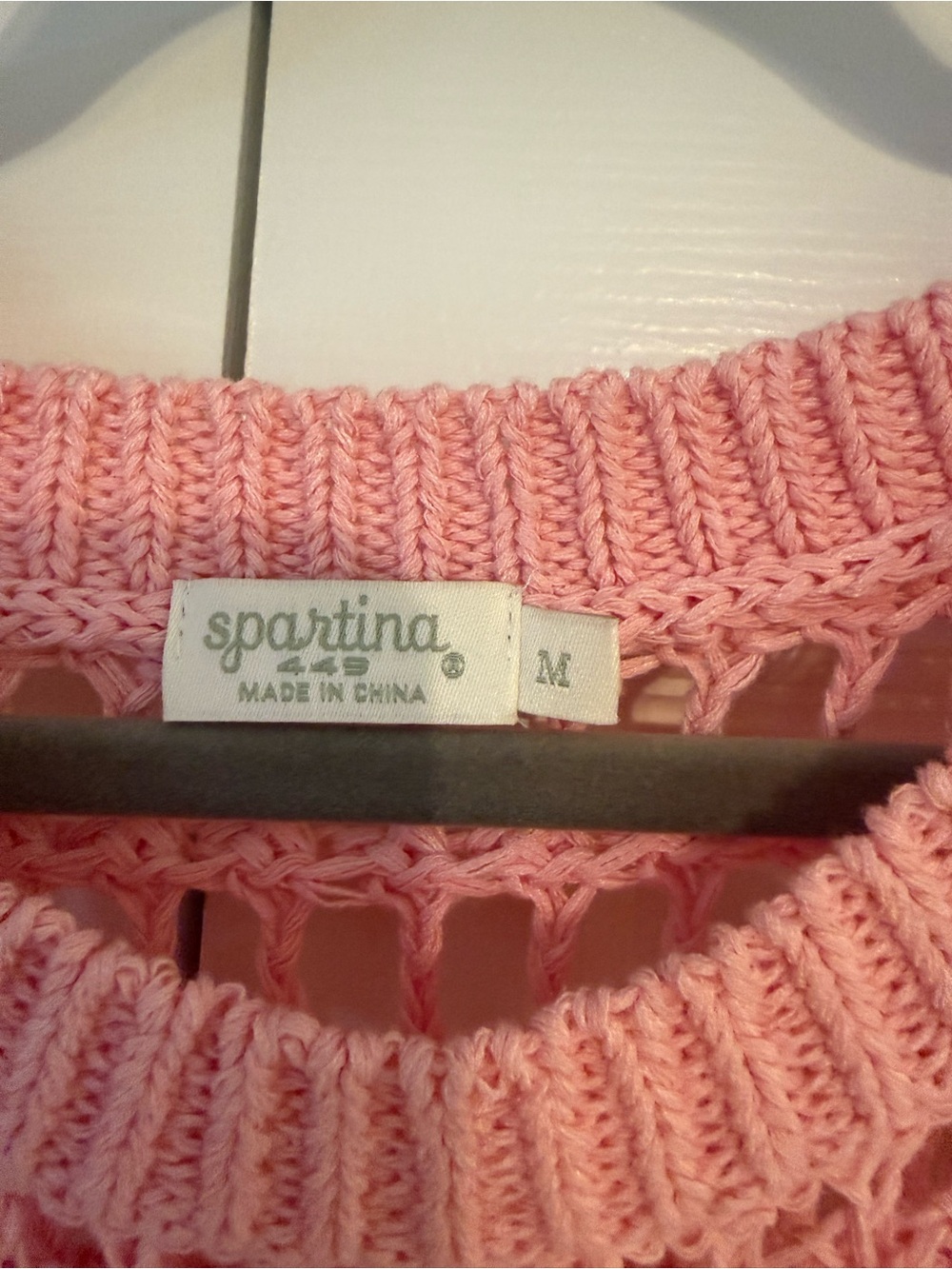 Spartina Open-Knit Short Sleeve Sweater - Pink - Picture 2 of 6